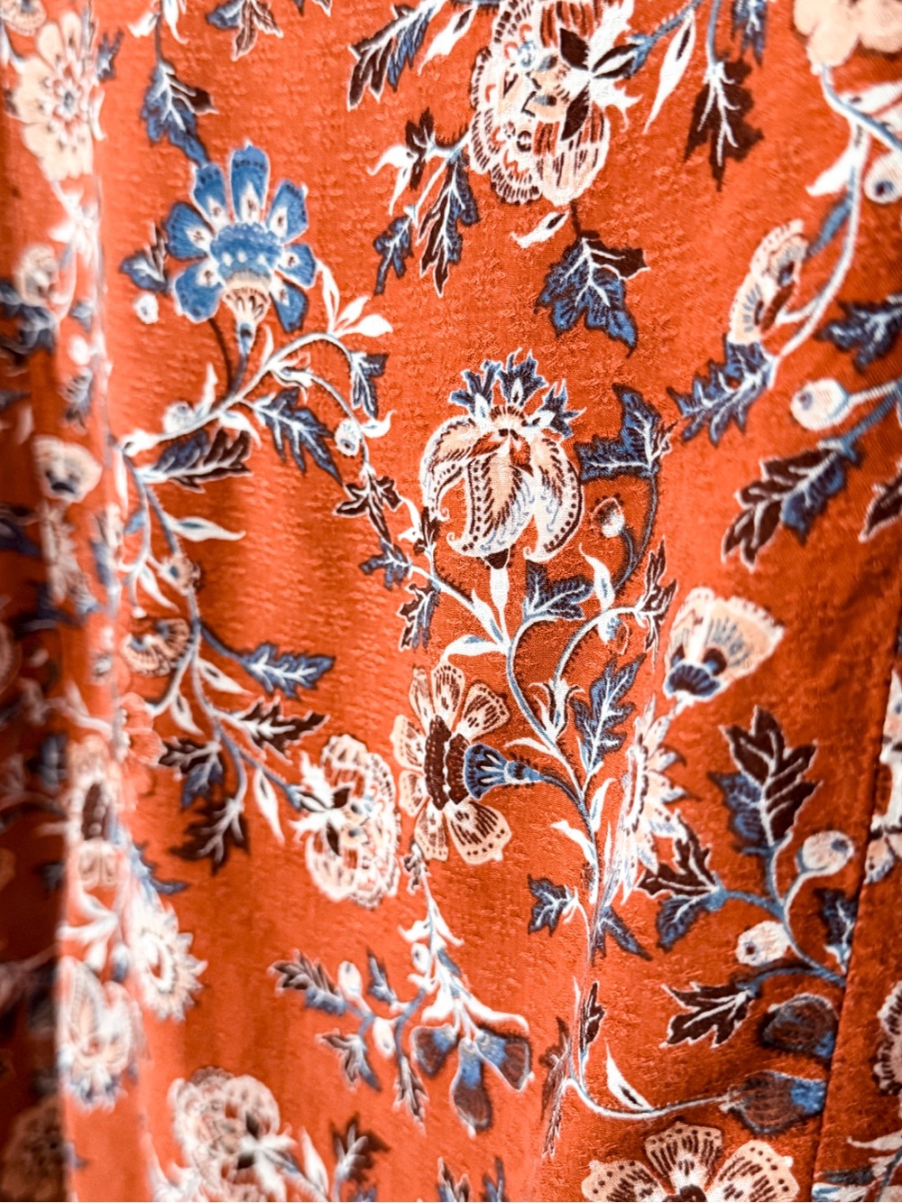Knox Rose Boho Floral Kimono Cardigan L Rust Open Front Cottagecore Festival - Picture 5 of 8